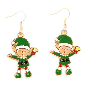 Série de Noël Boucles d'oreilles pendantes à la mode Conception européenne américaine Creative Dripping Oil Incrusté Flocon de neige Bonhomme de neige Béquille Direct - Product Image 4