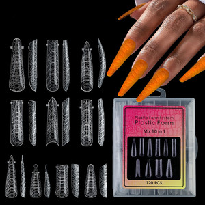 Nouveau design, vente en gros, 120 faux ongles en acrylique, modèles d'ongles artificiels 10 en 1, motif serpent, extension d'ongles renforcée - Product Image 1
