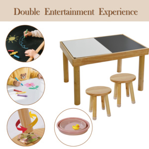 Wooden Sensory <b>Table</b> With 2 Chairs Double Sided Boards For Sand And <b>Water</b> Play <b>Toddler</b> Activity Set - Product Image 4