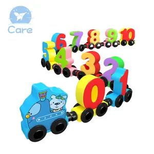 High Quality Educational Toys Magnetic Wooden Numbers Small Train Toys Number Shape Trackless Train Early Education Toys