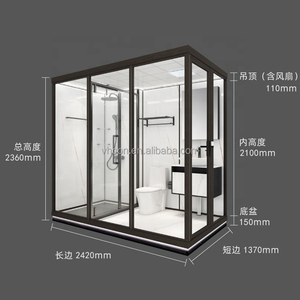 Cabine de <span class=keywords><strong>douche</strong></span> modulaire préfabriquée de luxe avec toilettes, <span class=keywords><strong>porte</strong></span> coulissante en verre, prix abordable, pour salle de bain intérieure – Chine - Product Image 3