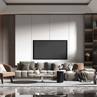 Meuble TV LED Minimaliste pour Salle de Divertissement, Métal Blanc, Taupe Français, Japandi, Bleu Marine