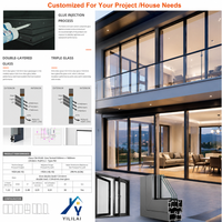 Fenêtre à battant moderne multi-chambres en alliage d'aluminium, à économie d'énergie, résistante aux UV, double vitrage Low-E en verre trempé