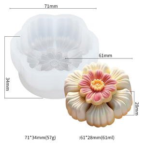 초기 라이저 복숭아 꽃 모양 케이크 머핀 월묵 실리콘 몰드 실리콘 몰드 초콜릿 캔디 만들기 금형 용 문 케이크 - Product Image 5