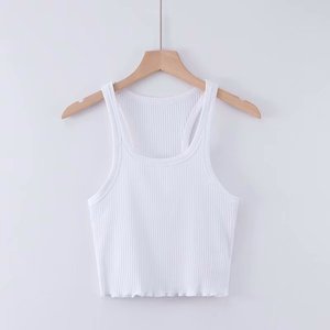 Cinturino 2022 nuovo corpetto <span class=keywords><strong>in</strong></span> tinta unita, orlo <span class=keywords><strong>in</strong></span> <span class=keywords><strong>legno</strong></span>, collo a U, gilet senza maniche a spalla stretta da donna - Product Image 4