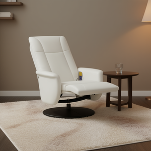 Fauteuil de massage inclinable en similicuir blanc, massage complet du corps, branchement 110-240v, repose-pieds inclinable - Product Image 2