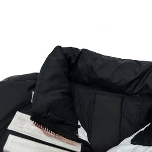 Blouson matelassé noir et blanc de style course automobile avec col montant, décorations en patch, chaud pour l'hiver, streetwear oversize, fermeture éclair intégrale, coupe ample - Product Image 4