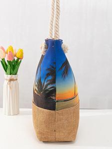 Bolsa de Compras de Lona de Moda de Verano, Bolsa de Playa de Algodón con Estampado de Palmeras de Coco, Gran Capacidad, para Mujer - Product Image 2