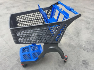 Carrito de compras de mano de supermercado de plástico rojo de 100 litros - Product Image 5