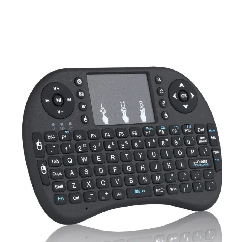 Mini clavier rétro-éclairé anglais russe espagnol Air Mouse 2.4ghz clavier sans fil pavé tactile portable pour Tv Box Android