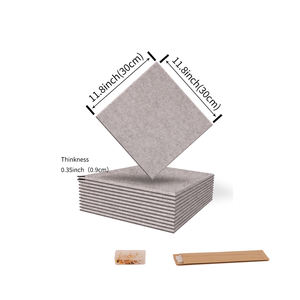 Grandes dalles murales en feutre gris 30x30cm, alternative au tableau en liège, lot de 12, avec languettes adhésives amovibles sécurisées pour tableau d'affichage - Product Image 2