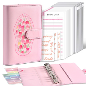 Carnet A6 transfrontalier à feuilles mobiles, avec fermeture éclair, en cuir PU <span class=keywords><strong>Macaron</strong></span>, pour ordinateur portable et budget, fabriqué en Chine - Product Image 1