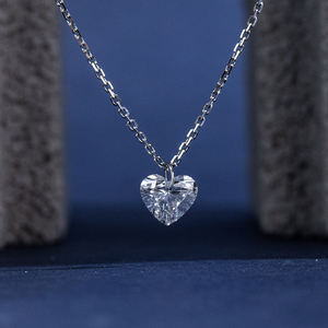 Collar de Diamantes en Forma de Corazón de Oro Blanco de 9K MSN-956 de Messi Jewelry, Disponible en Existencia - Product Image 3