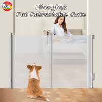 Barrière rétractable pour chien en fibre de verre, directement de l'usine |   Barrière de sécurité intérieure extra large pour animaux de compagnie, sans perçage