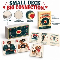 Cartes à jouer personnalisées pour couples, thème Saint-Valentin, avec design rétro de disque vinyle, questions pour soirée musicale romantique et portraits de couple personnalisés