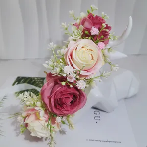 Großhandel individuelles florales Haarband Bohème Haarkrone künstliches Blumen-Kopfband Krone Hochzeit Brautkopfbedeckung Kopfbekleidung