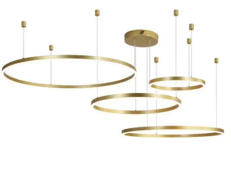 Fancy circular led ceiling lights for home golden rings ceiling pendant lamp 85~265V lighting chandelier round pendant light