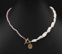 Collar de Perlas Naturales de Agua Dulce CYNYA, Ajustable, Estilo Lariat, Chapado en Oro de 18k, Vintage, para Mujer