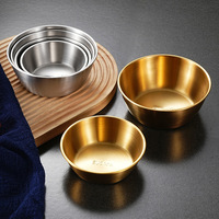 Bol à vin de riz coréen en acier inoxydable 304 avec poignée épaissie, bol à kimchi doré, design minimaliste moderne pour usage domestique