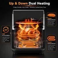 Última Freidora de Aire Digital de 9L con Retardo de Encendido, Control Inteligente, Calentamiento Dual Superior e Inferior, 20 Programaciones Preestablecidas, Ventana Visible, OEM