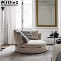 Meubles WISEMAX Mobilier de maison italien minimaliste Grand canapé d'angle rond en tissu Chaise longue Fauteuil de salon pivotant