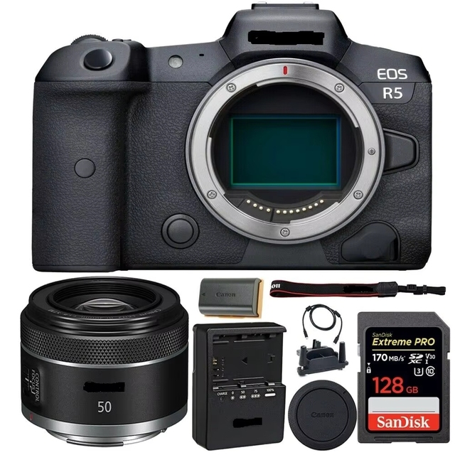 Original R5 Mark II Mirrorless Digital Camera with RF 24-70mm F/2.8L IS USM 64GB 45MP 8K 4K Video CMOS Sensor HD Feature Card