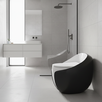 Vente flash, toilettes monobloc de luxe en forme d'œuf, couleur noire, sanitaires, jet de tornade super puissant, siphon, salle de bain