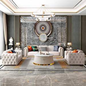 Modern Lüks Beyaz Altın Orta Yüzyıl Modern Otel Villa Oturma Odası Koltuk Takımı 1+2+<span class=keywords><strong>3</strong></span> Kişilik Özelleştirilmiş Renk Deri Köşe Koltuk - Product Image 2