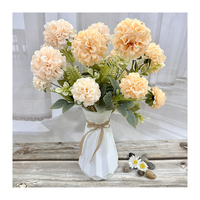Fleur artificielle à 7 branches bouclées, tige de fleur artificielle, décoration murale de mariage, arrangement floral artificiel, fleurs en soie au toucher réel