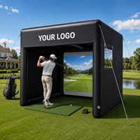 Tente de simulateur de golf gonflable personnalisée, portable, avec rembourrage mural et écran d'impact pour simulateur de golf, intérieur/extérieur