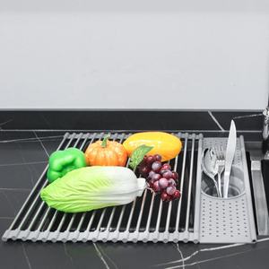 Estante de secado de platos enrollable, escurridor ajustable sobre el fregadero, de silicona, venta al por mayor - Product Image 5