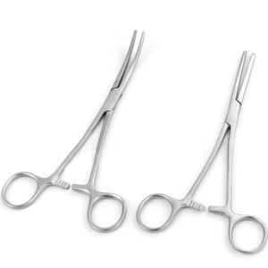 Pinces à artères réutilisables en acier inoxydable, droites et courbées, instrument chirurgical à poignée dentelée, pour utilisation en salle d'opération - Product Image 1