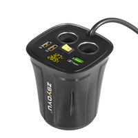 Chargeur de voiture 12V/24V 120W, double prise allume-cigare, 3 ports USB à charge rapide, affichage numérique de la tension et de la température, adaptateur secteur