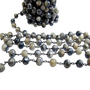 Cadena de Rosario con Cuentas Facetadas de Plata Natural en Forma de Bola Redonda de 6 a 7 mm - Product Image 1