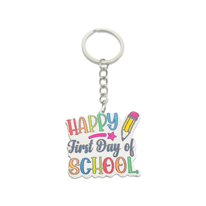 First Day of School Eco-Friendly Portable Wooden Keychain with Digital Photo Print for Back School Teachers' Day Souvenir Gift
