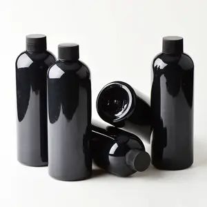 300ml Black Plastic Screw cap Round shoulder Lotion bottle Shampoo shower gel Plastic bottle