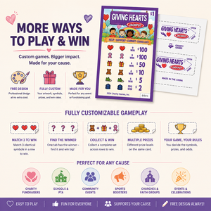 บัตรดึงรางวัลแบบเต็มสีสันตามสั่ง สำหรับการบริจาค การระดมทุน และกิจกรรมชุมชน พร้อมหน้าต่างสามช่อง - Product Image 3