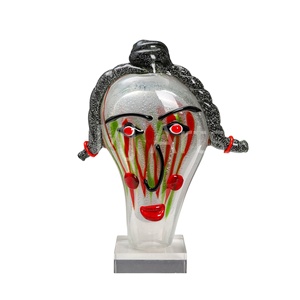 Grande statue abstraite de style <span class=keywords><strong>Picasso</strong></span>, artisanat en verre de Murano, décoration d'intérieur, art émaillé, vase tête visage, soufflé, ornements créatifs, assiette - Product Image 1