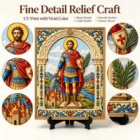 Artigianato in Resina Personalizzato di San Floriano Patrono dei Vigili del Fuoco, Piatto 3D in Rilievo, Decorazione Artistica per Chiesa Cattolica e Casa, Ornamento da Parete