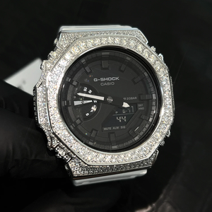 Cubierta de Bisel de Reloj Modificada de Alta Calidad en Plata 925 con Incrustaciones de Moissanita VVS D para GA-<span class=keywords><strong>2100</strong></span>/GA-2110/GAB2100 - Product Image 2