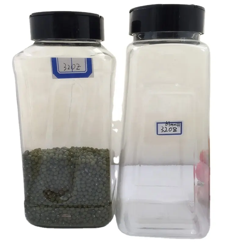 32 oz contenedores de especias para especias organización de plástico transparente frascos de especias con tapas