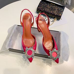 Solid Color Pointed Toe Women Sandals Rhinestone Sun Buckle One Strap <b>Wine</b> Cup Heel Comfort Breathable Daily Party Heels Wholesa - Product Image 4
