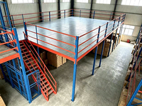 HONGXIN Étagère de mezzanine robuste en acier laminé à froid sans boulons, personnalisable, 2/3 niveaux, revêtement poudré, protection contre la corrosion