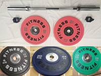 Plaques de poids de haute qualité très vendues, plaques de musculation premium avec barre, plaques de poids en caoutchouc colorées pour usage domestique