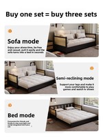 Sofá Cama de Madera Maciza con Tejido de Ratán Estilo Francés Vintage, Plegable, Extensible, Compacto, para Salas de Estar Pequeñas y Estudios