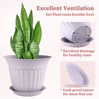 Pasokan Pabrik Pot Bunga Dekoratif Indoor Outdoor Model RPN Desain Klasik Relief Pola Bulat Plastik PP Warna Kustom