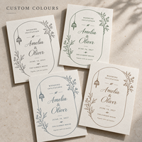 Invitations de mariage élégantes à l'effigie de plantes bohèmes, cartes d'invitation de mariage avec art linéaire, impression personnalisée, invitation de mariage minimaliste