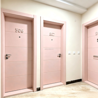 Porte de chambre d'hôtel ignifugée en MDF certifiée EN, design minimaliste, vente en gros d'usine