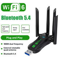 Adaptador AX900 USB WiFi 6 BT 5.4 de Doble Banda 2.4G y 5GHz, 4 Antenas, Tarjeta de Red de 900Mbps, Receptor Inalámbrico, Sin Controladores, Dongle 2 en 1