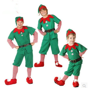 Disfraces de elfo navideño para niños y adultos, ropa de actuación unisex, diseño de rayas verdes y rojas, disfraz de escenario - Product Image 2